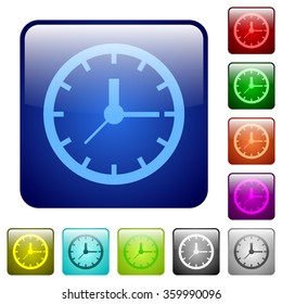 Set of clock color glass rounded square buttons