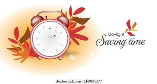 Set The Clock To Daylight Saving Time Ends. Vector Illustration With Message