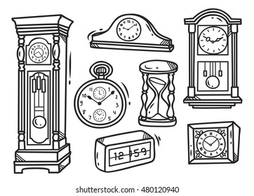 set of clock doodle