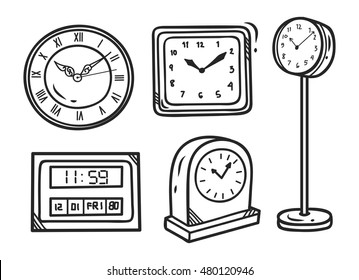 set of clock doodle