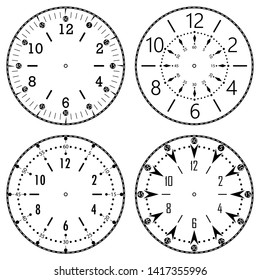 Set of clock faces. Logos for the repair shop or service.