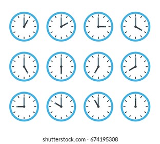 Set Of Clock Flat Icon