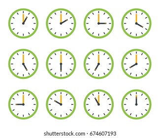 Set of clock flat icon