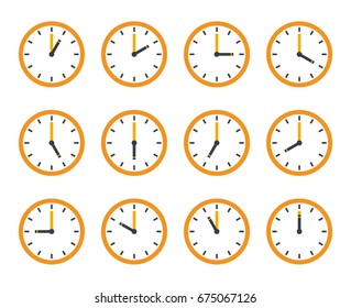 Set of clock flat icon