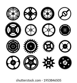 Juego de ilustración vectorial de los engranajes de reloj