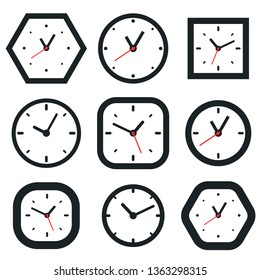 Set of clock icon design on white background