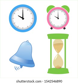 Set of clock icon in flat style