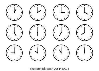 Set of clock icon flat vector illustration