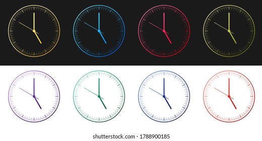 Ajuste el icono Reloj aislado en fondo blanco y negro. Icono de tiempo. Vector.