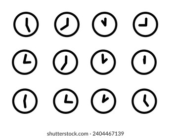 set of clock icon. Isolated on white vector illustration