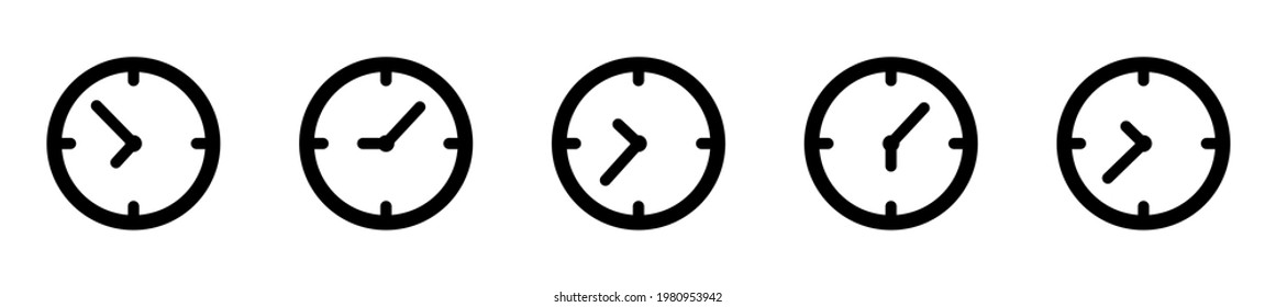 Juego de iconos de reloj en estilo de línea