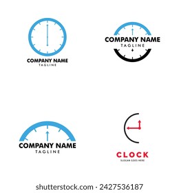 Set of Clock Icon Logo Design Template