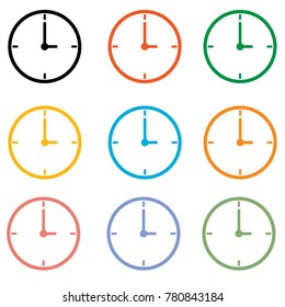 set clock icon on white background. clock symbol. flat style. set clock sign.