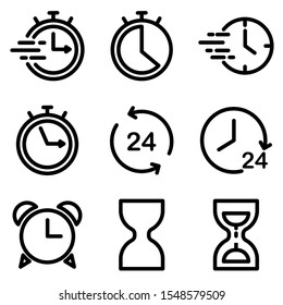 Set of Clock icon. Symbol of time with trendy flat style icon for web, logo, app, UI design. isolated on white background. vector illustration eps 10