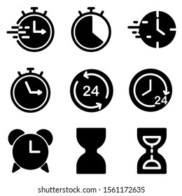 Set of Clock icon. Symbol of time with trendy flat style icon for web, logo, app, UI design. isolated on white background. vector illustration eps 10