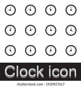Set of the clock icon. Vector illustration.