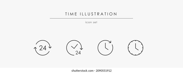 Juego de iconos de reloj con contornos blancos. Iconos de reloj lineal para el diseño. Diseñar elementos para la interfaz y el negocio. Símbolos de reloj de vectores