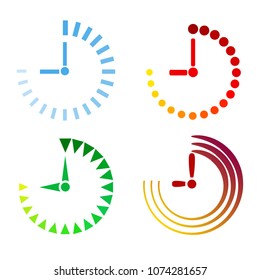 Set of clock icons flat design, stock vector illustration