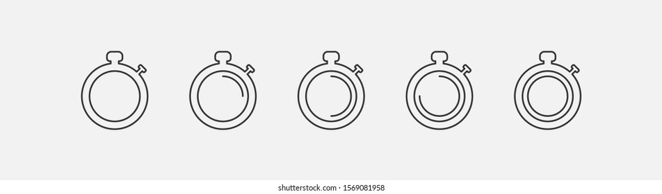 Set of clock icons isolated on gray background. Line icons in a modern style. Vector illustration.