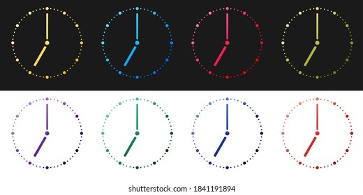 Set of Clock icons isolated on black and white background. Time symbol. Vector.