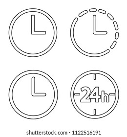 Set clock icons, outline design template, vector illustration