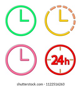 Set clock icons, outline design template, vector illustration