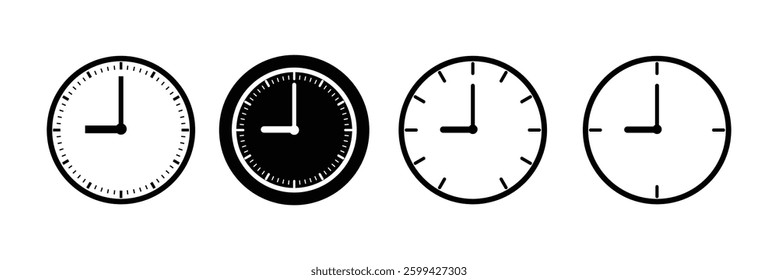 Set of clock icons. Time clock icon set. Wall clock vector icon. Schedule timer sign for UI designs. Clock, time icon 
 collections.