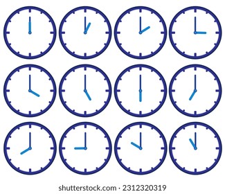 Juego de relojes, icono de reloj de 12 horas