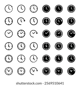 Set of clock icons vector. Clock symbol illustration on white background