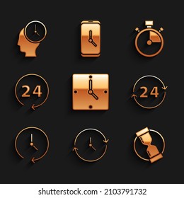 Ajuste Reloj, Viejo Cristal de Turno, 24 horas, Reloj de parada e icono de Administración de tiempo. Vector