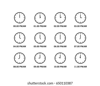 Set of clock outline icon, for education 