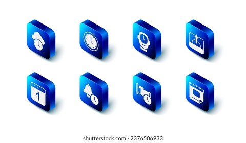 Set Clock, Sunrise, Calendar, Time to sleep, Alarm clock,  and  icon. Vector