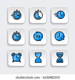 Set of Clock time icon with trendy filled line style icon for web, logo, app, UI design. isolated on white background. vector illustration eps 10