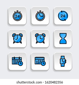 Set of Clock time icon with trendy filled line style icon for web, logo, app, UI design. isolated on white background. vector illustration eps 10