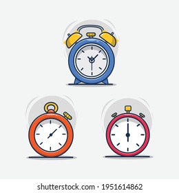 set of clock or timer icon vector illustration