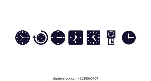 Set of clock and watch icons. Clock, watch, time vector icons