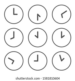Set of clocks for every hour.