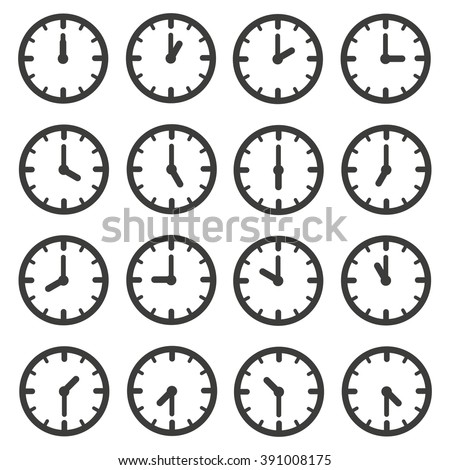 Set of clocks for every hour