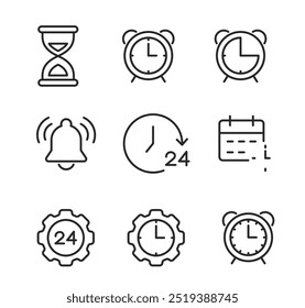 conjunto de relógios ícones. vetor. editável	