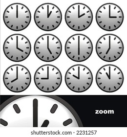 set of clocks showing different time