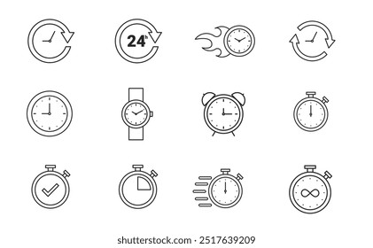 set of clocks time icons . vector