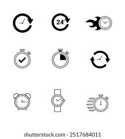 set of clocks time icons . vector