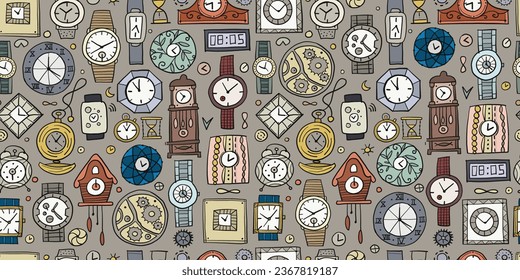 Set of clocks and watches in different style. Retro and modern collection for your design