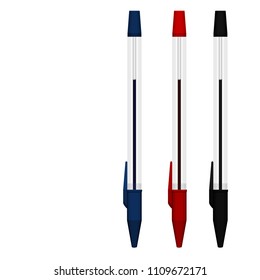 set of closed ballpoint pen on transparent background