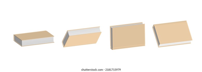 Set of closed beige books in different positions for bookstore