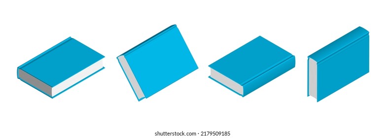 Set of closed blue books in different positions for bookstore
