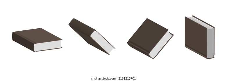 Set of closed brown books in different positions for bookstore
