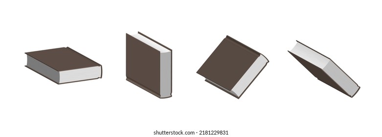 Set of closed brown books in different positions for bookstore