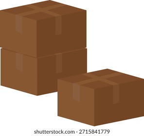 Conjunto de cajas cerradas de cartón marrón dispuestas en una pila y una sola unidad, que simbolizan el embalaje, el almacenamiento, el envío y la logística.