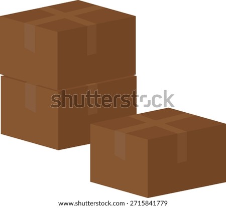 Set of closed brown cardboard boxes arranged in a stack and single unit, symbolizing packaging, storage, shipping, and logistics.